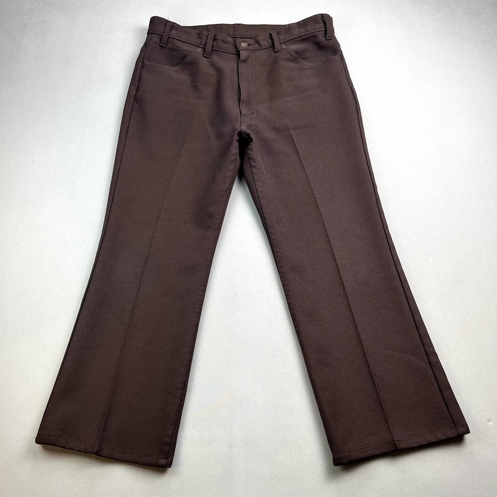 Vintage Levis Sta-Prest Pants Mens 36 Brown Straight Dress Slacks Made USA 90s